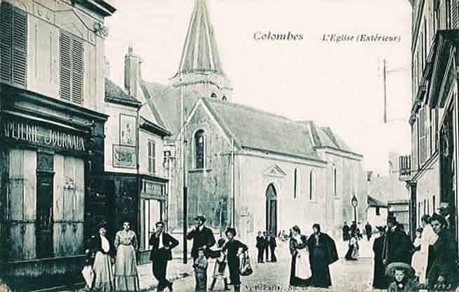 Colombes  église vue de la rue Gabriel Péri