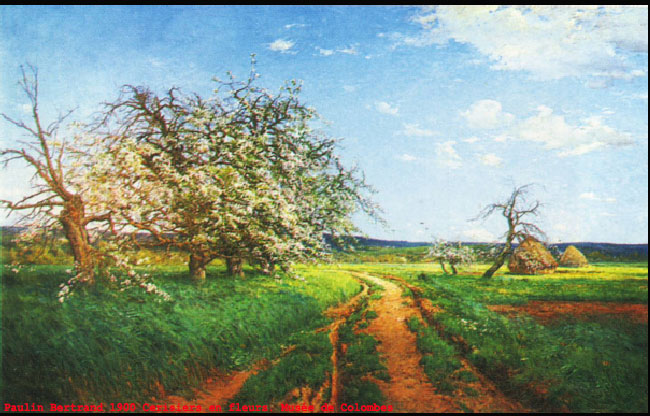 Colombes Paulin Bertrand 1900 'Cerisiers en fleurs'