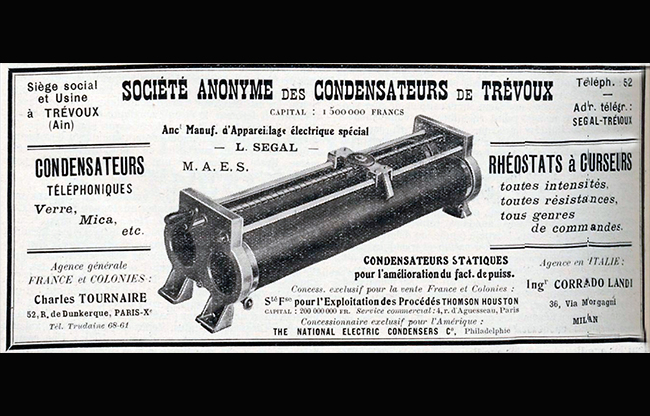 Pub les condensateurs de Trévoux 1921