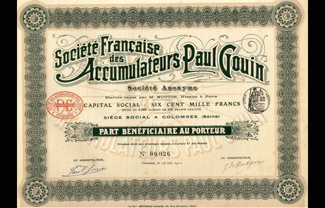 action Société Paul Gouin 1911.