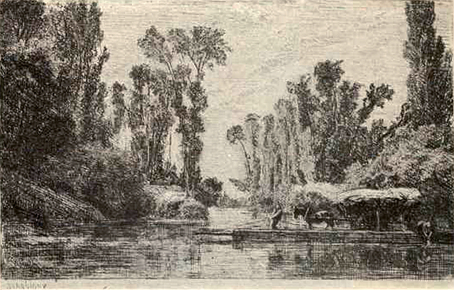 Le bac de Bezons par Daubigny