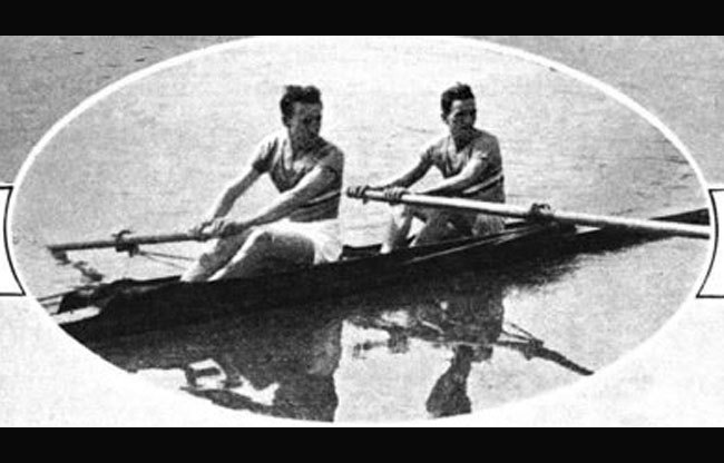 Colombes jeux 1924 :Aviron Deux sans barreur 